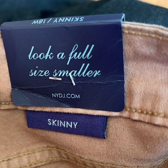 NYDJ Beat Leather Brown Jeans 18W Skinny - Picture 10 of 16